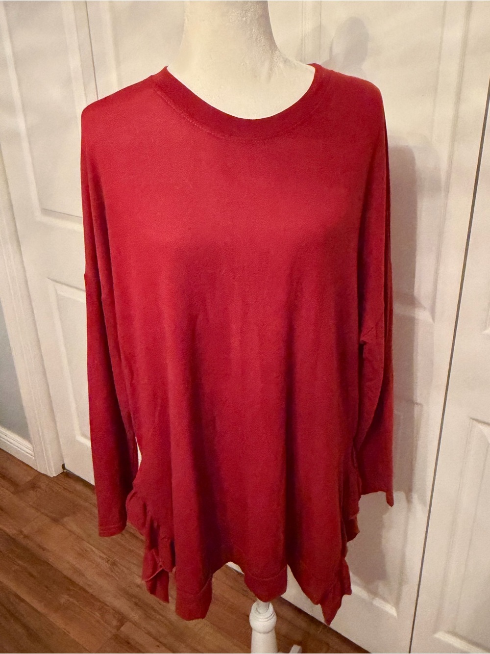 🍁 Burnt Orange Amaryllis Ruffle-Hem Tunic — XL